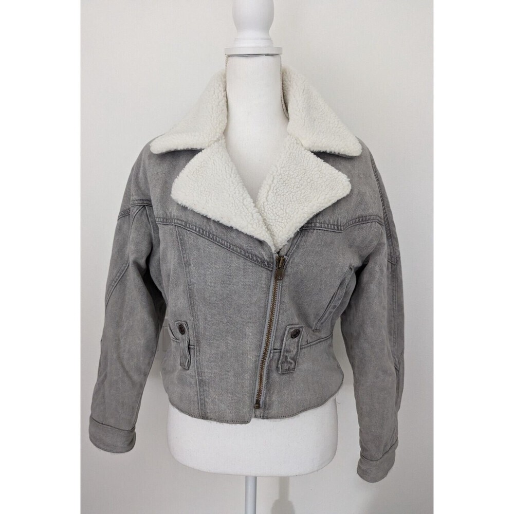 Levi's Sherpa Lined Cocoon Fitted Bomber Aviator Denim Jacket Rare NWT Large